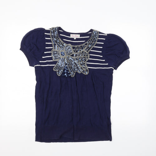 be beau Womens Blue Striped  Pullover Jumper Size 14