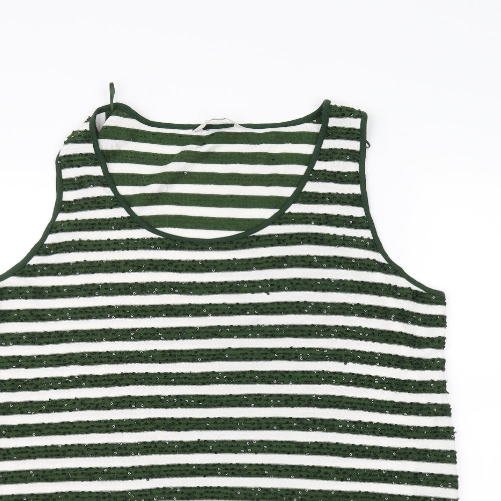 NEXT Womens White Striped  Basic Tank Size 8