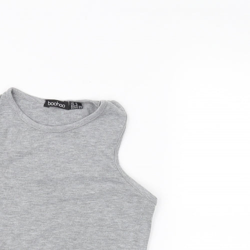 Boohoo Womens Grey   Cropped T-Shirt Size 8