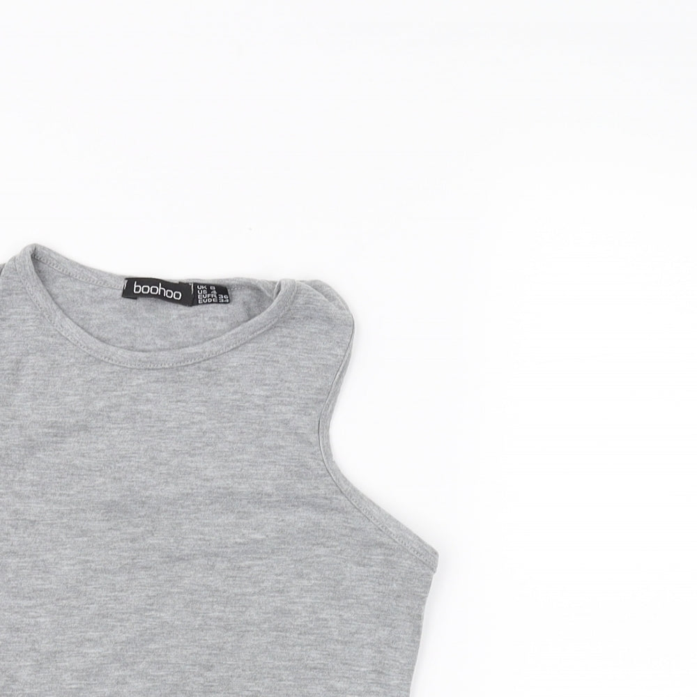 Boohoo Womens Grey   Cropped T-Shirt Size 8