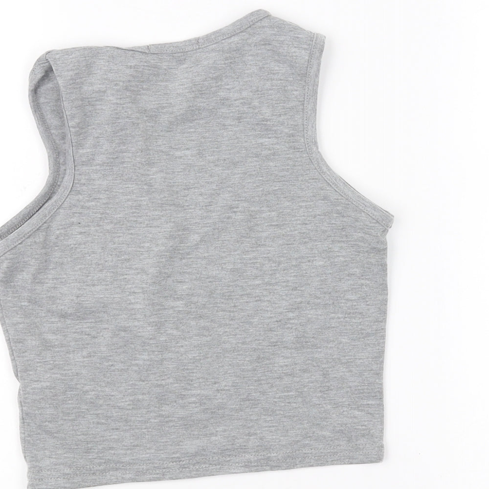 Boohoo Womens Grey   Cropped T-Shirt Size 8