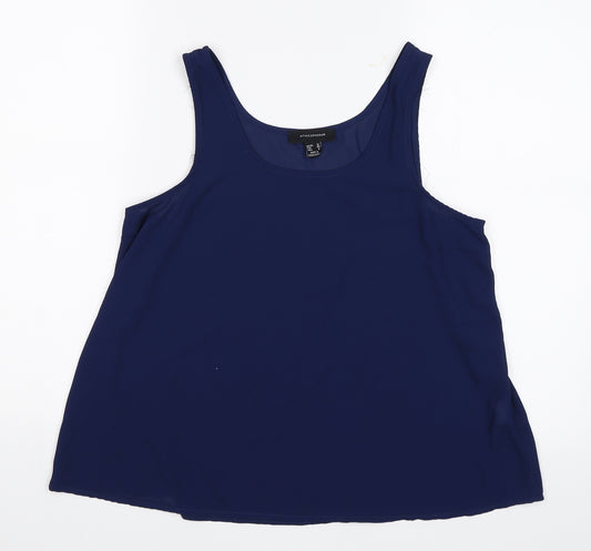 Front view of Atmosphere women’s blue basic tank, size UK 12
