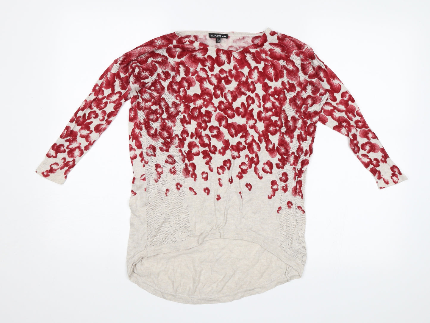 Warehouse Womens Red Floral  Jersey T-Shirt Size 8