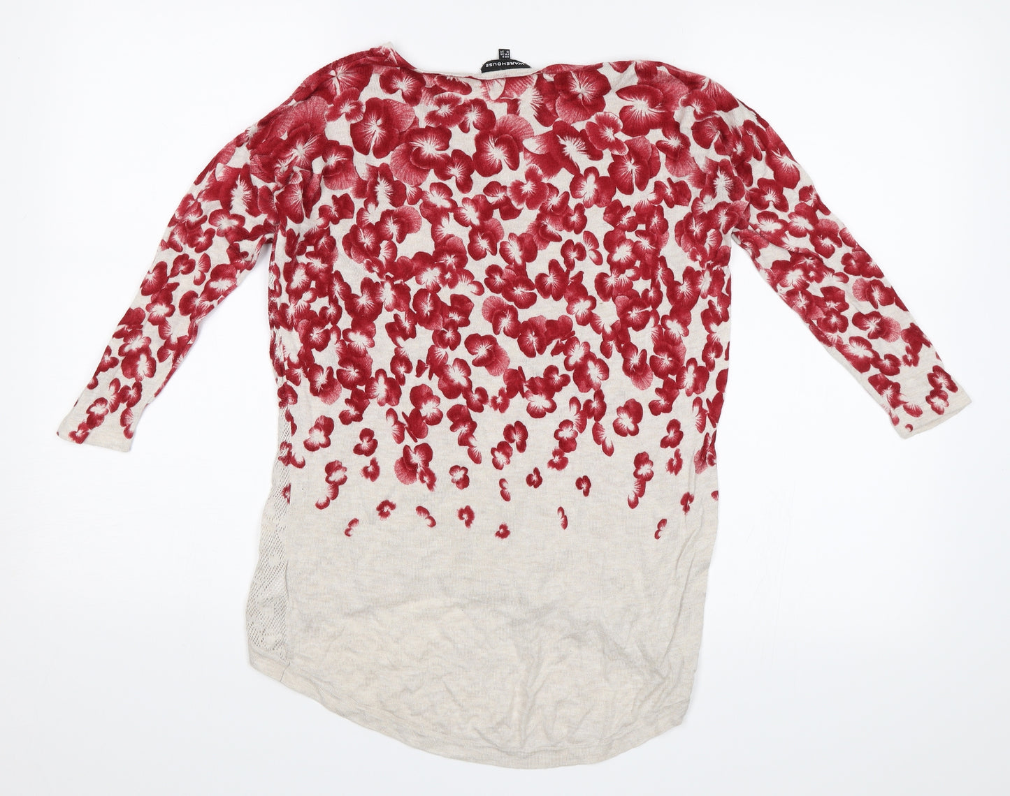 Warehouse Womens Red Floral  Jersey T-Shirt Size 8