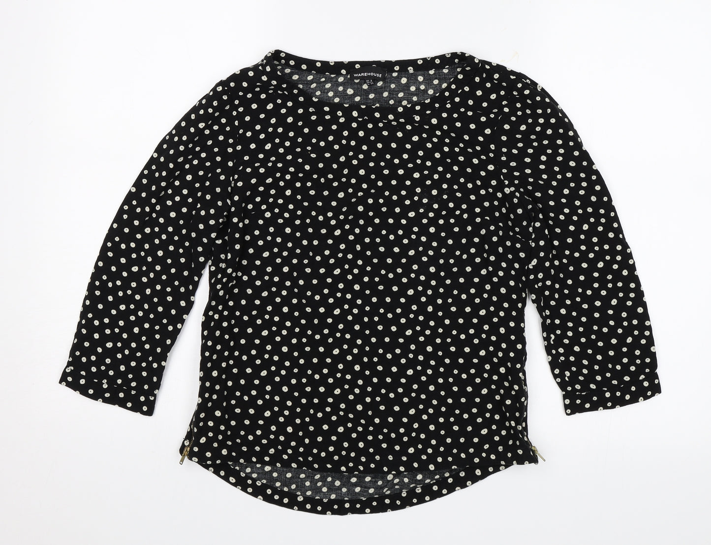 Warehouse Womens Black Polka Dot  Basic Blouse Size 8
