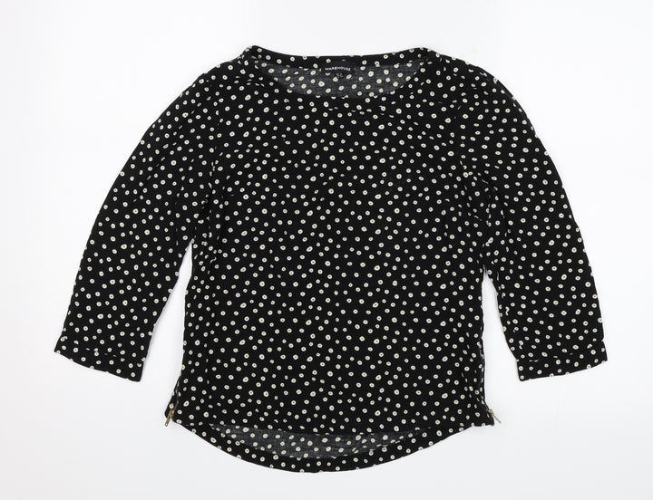 Warehouse Womens Black Polka Dot  Basic Blouse Size 8