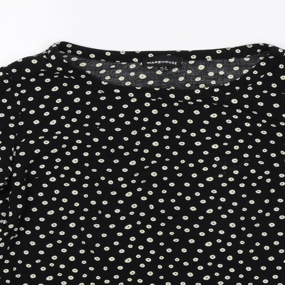 Warehouse Womens Black Polka Dot  Basic Blouse Size 8