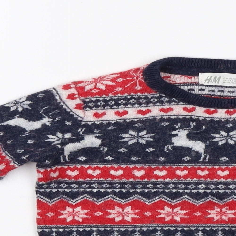 H&M Boys Red Striped  Pullover Jumper Size 2-3 Years  - Christmas