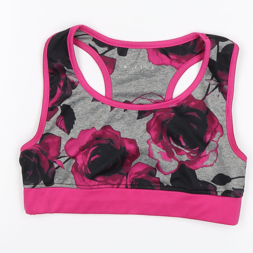 Preworn Girls Pink Floral  Cropped Tank Size 7-8 Years