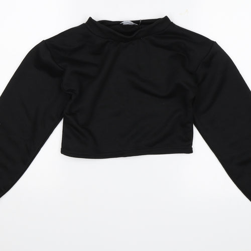 PRETTYLITTLETHING Womens Black   Pullover Jumper Size 2  - cropped