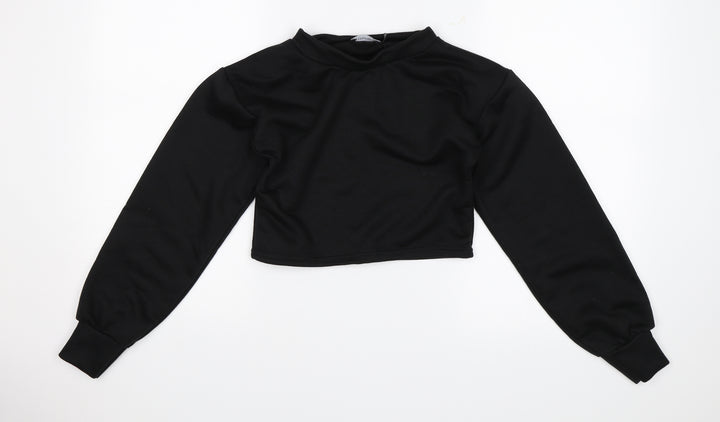 PRETTYLITTLETHING Womens Black   Pullover Jumper Size 2  - cropped