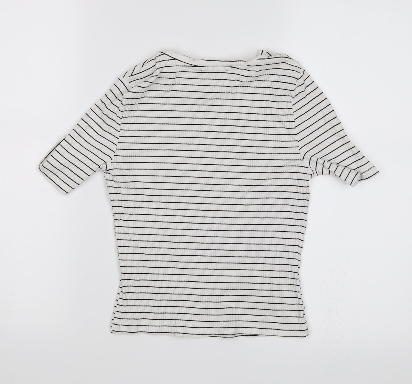 New Look  Womens White Striped  Jersey T-Shirt Size 10