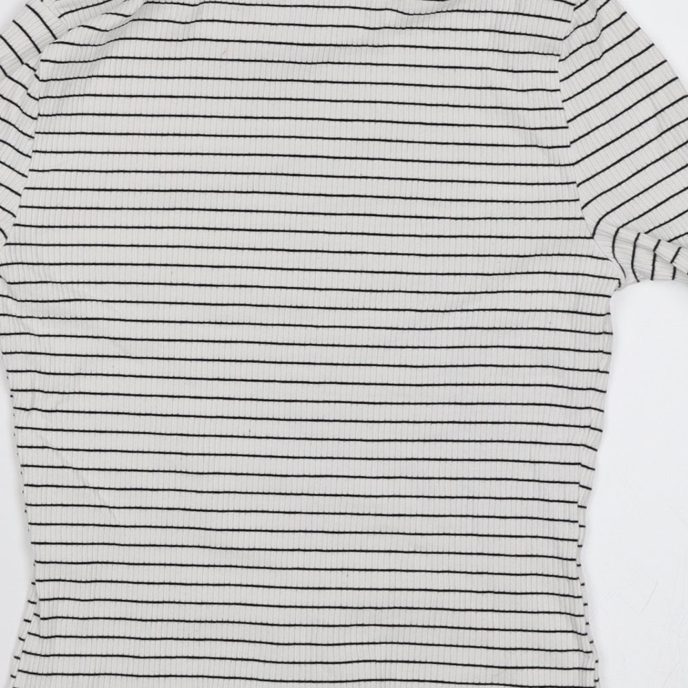 New Look  Womens White Striped  Jersey T-Shirt Size 10