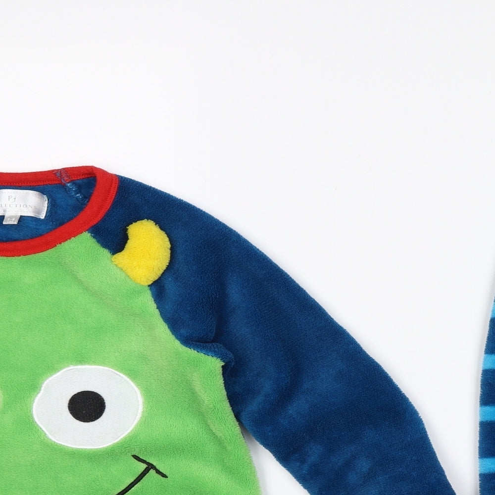 PJ Collections Boys Blue Striped   Pyjama Set Size 5-6 Years