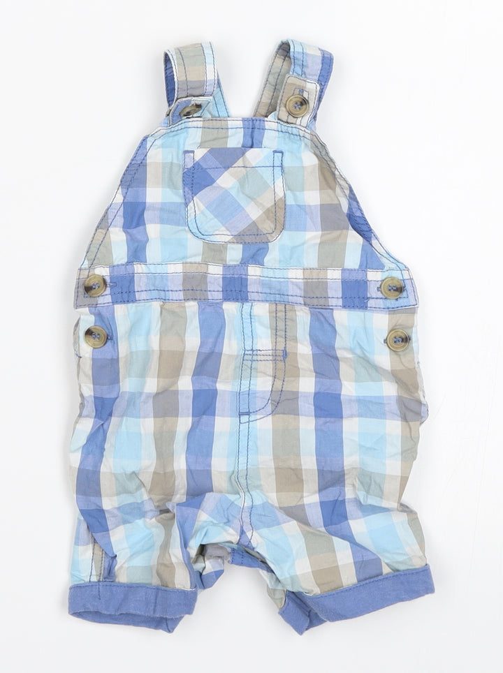 George Baby Blue Plaid Dungaree One-Piece Size 3-6 Months