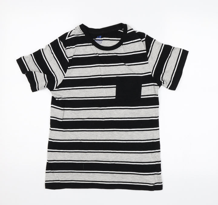 H&M Boys Grey Striped  Basic T-Shirt Size 10-11 Years