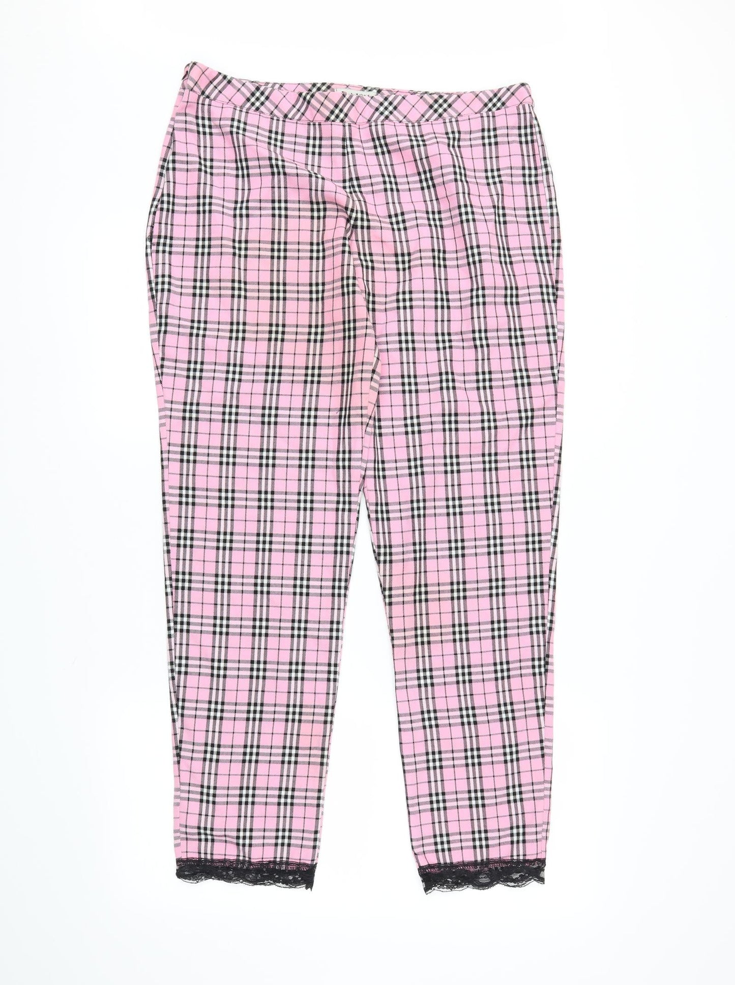 Daisy Womens Pink Plaid  Trousers  Size 32 in L28 in