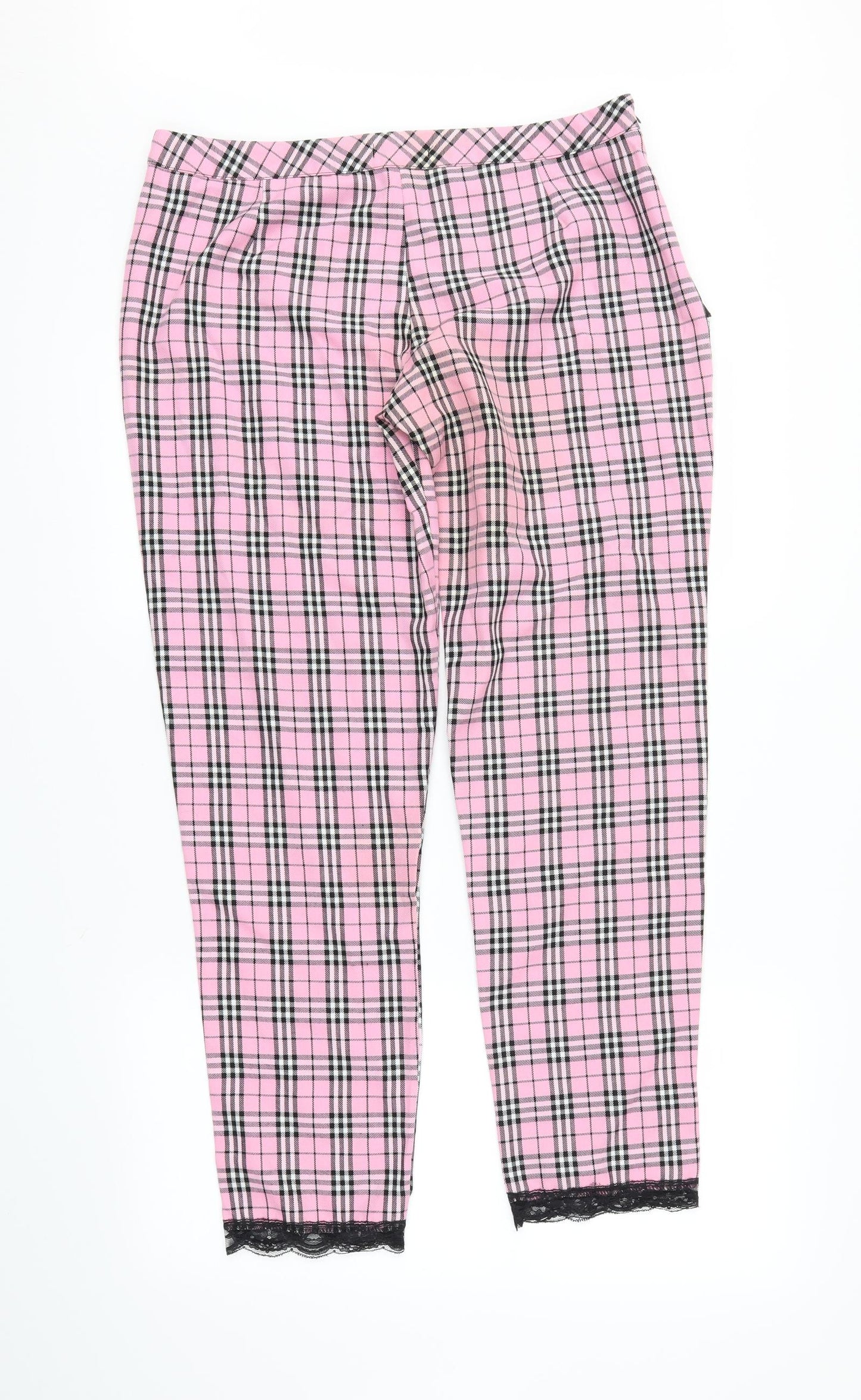 Daisy Womens Pink Plaid  Trousers  Size 32 in L28 in