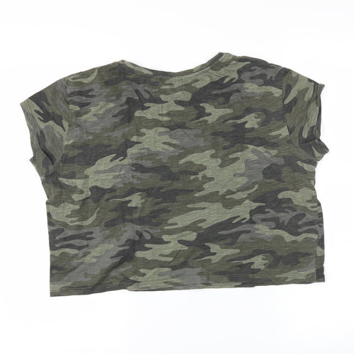 Terranova Womens Green Camouflage  Cropped T-Shirt Size L