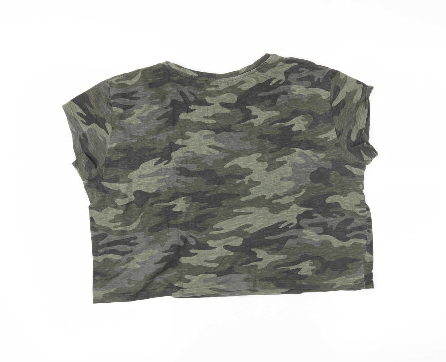 Terranova Womens Green Camouflage  Cropped T-Shirt Size L