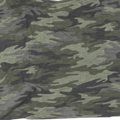 Terranova Womens Green Camouflage  Cropped T-Shirt Size L