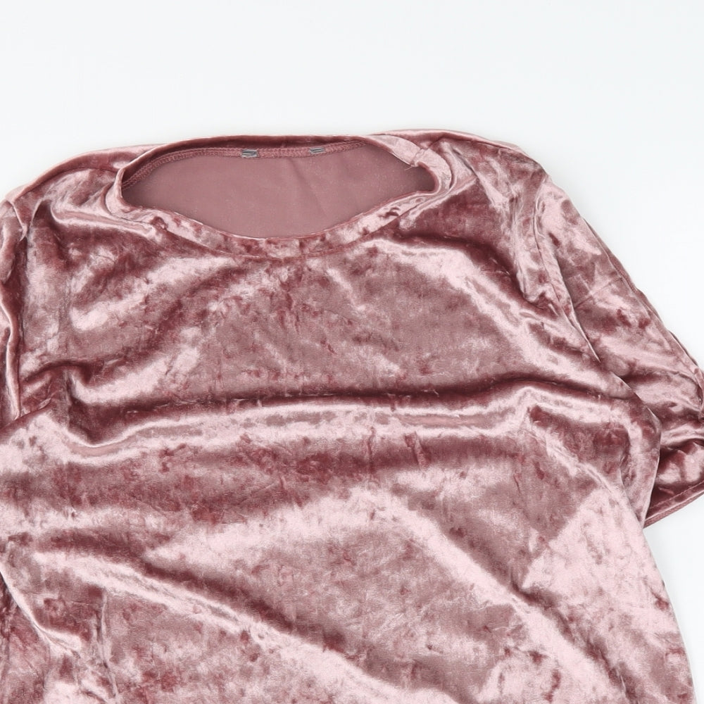 Primark Womens Pink  Velvet Basic T-Shirt Size 8