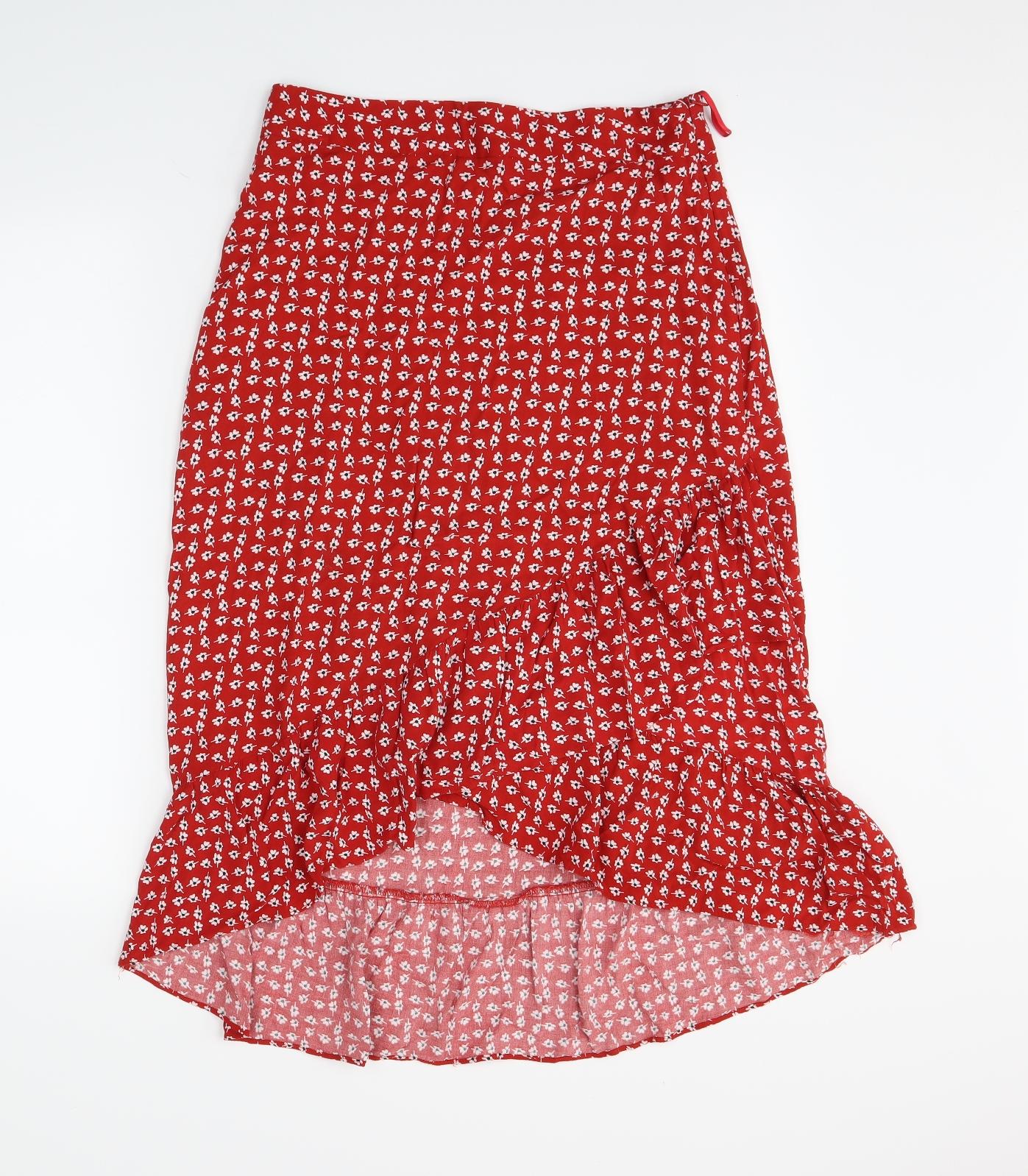 Papaya Womens Red Floral  Wrap Skirt Size 10