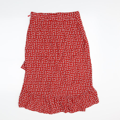 Papaya Womens Red Floral  Wrap Skirt Size 10