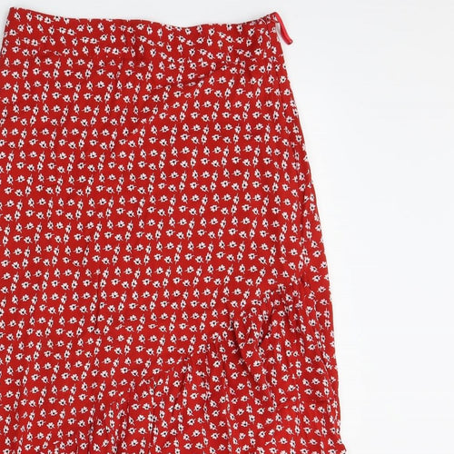 Papaya Womens Red Floral  Wrap Skirt Size 10