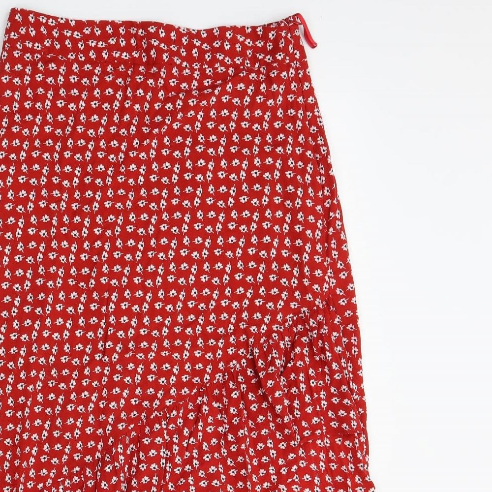 Papaya Womens Red Floral  Wrap Skirt Size 10