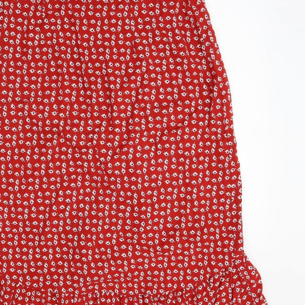 Papaya Womens Red Floral  Wrap Skirt Size 10