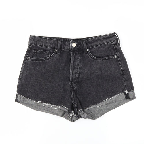 H&M Womens Black  Denim Hot Pants Shorts Size 6