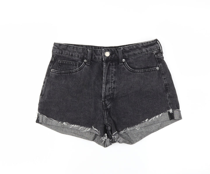 H&M Womens Black Denim Hot Pants Shorts Size 6