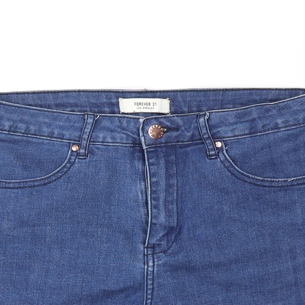 forever21 Womens Blue  Denim Hot Pants Shorts Size 12