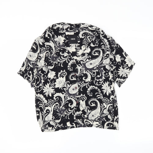 ASOS Womens Black Paisley  Basic Button-Up Size 10