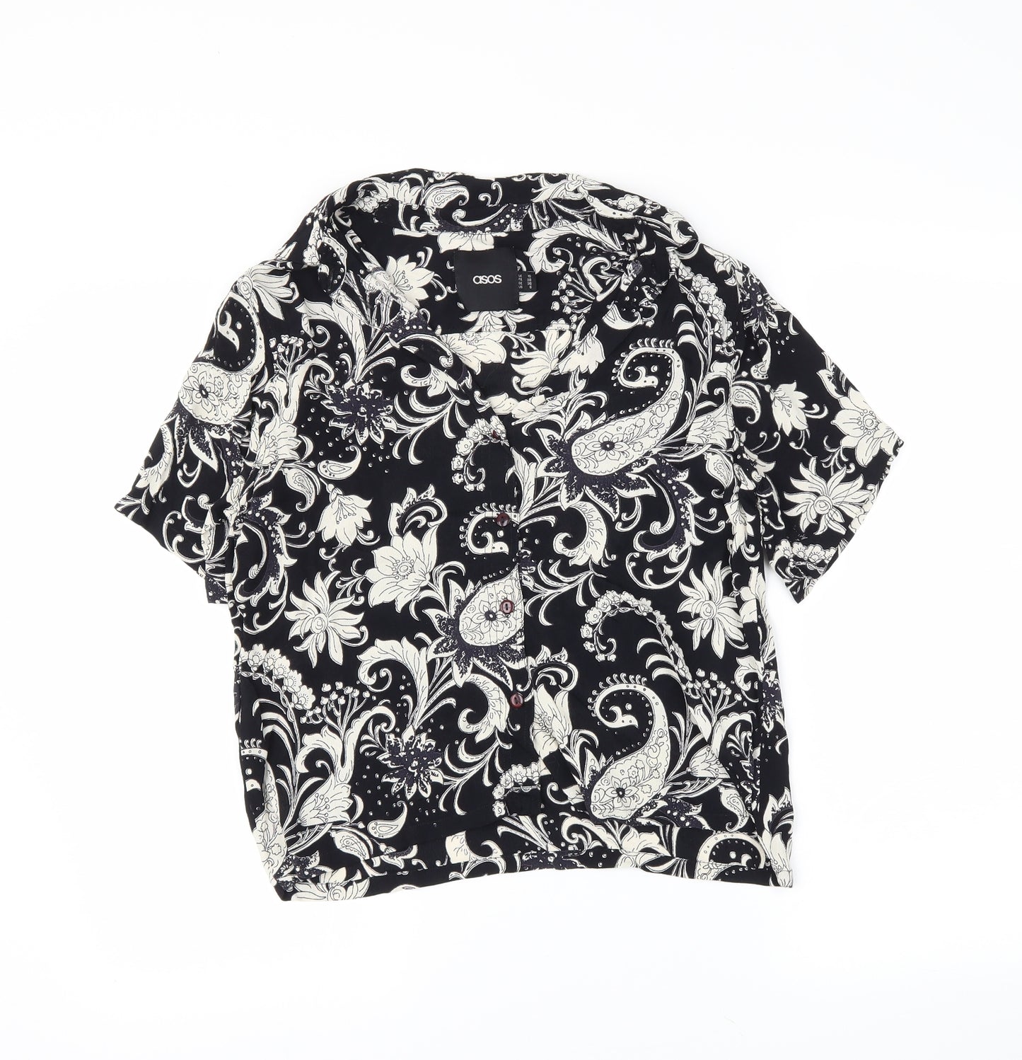 ASOS Womens Black Paisley  Basic Button-Up Size 10