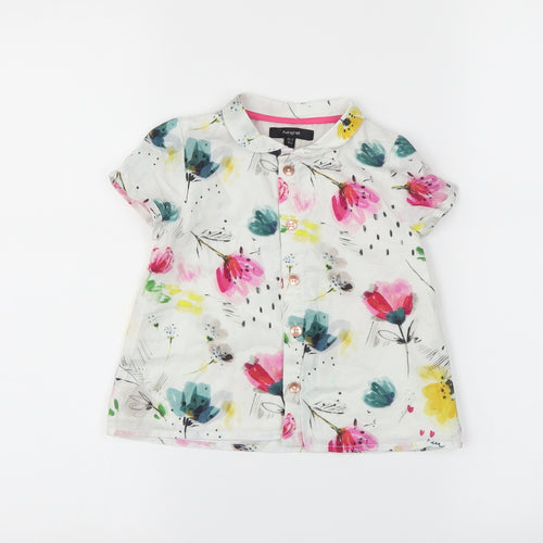 M&S Girls White Floral  Basic Button-Up Size 18-24 Months