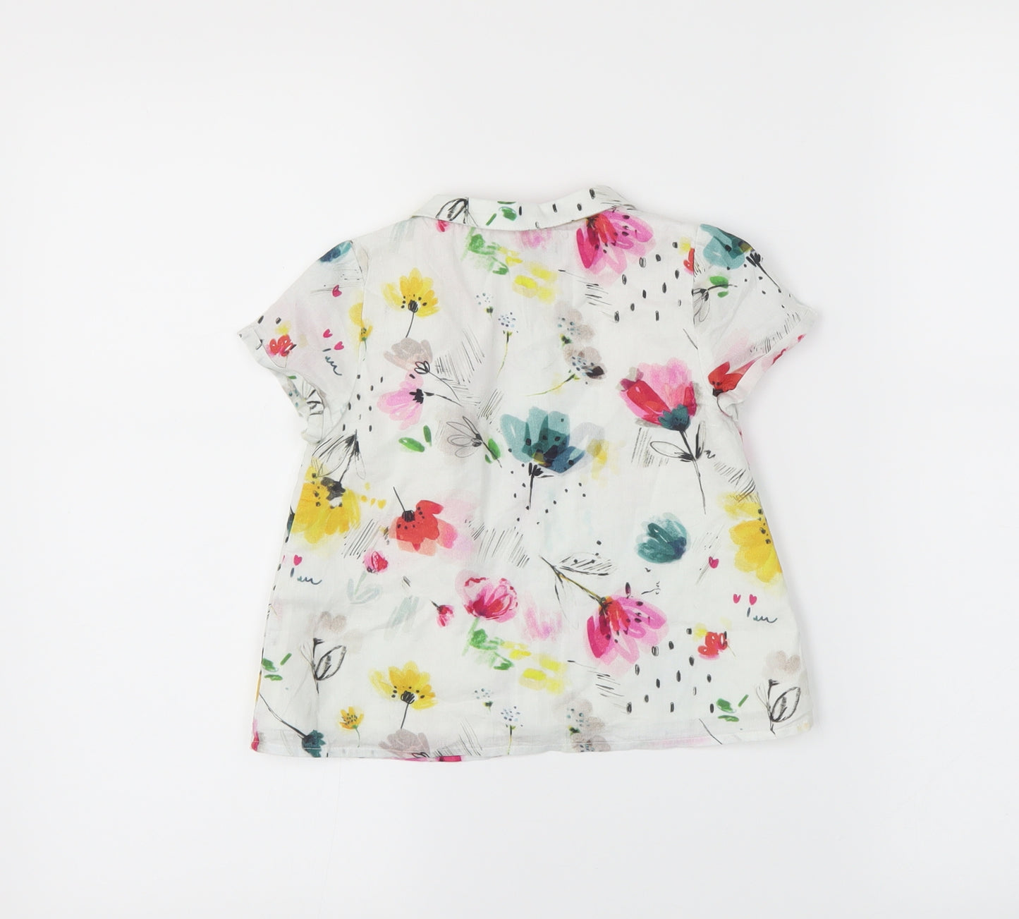 M&S Girls White Floral  Basic Button-Up Size 18-24 Months