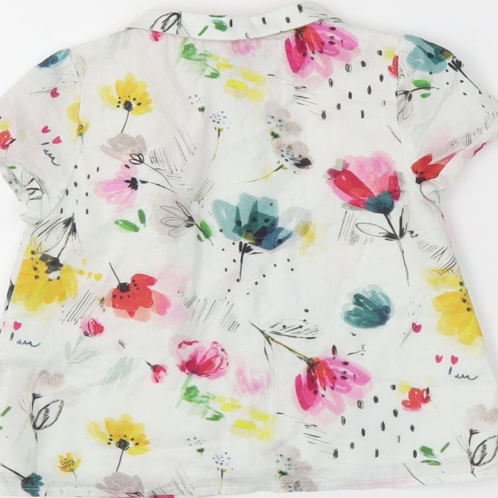 M&S Girls White Floral  Basic Button-Up Size 18-24 Months