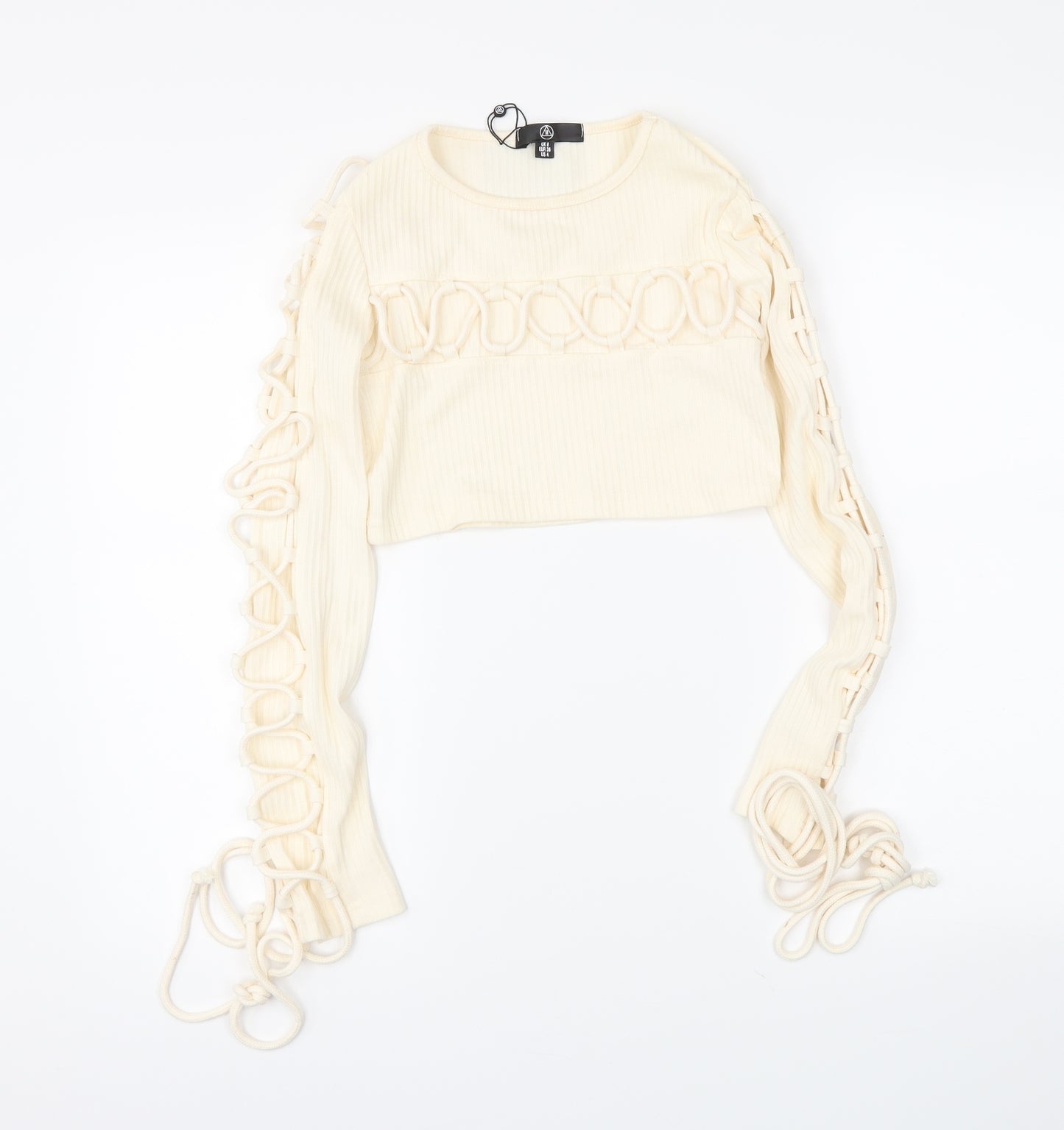 Missguided Womens Ivory   Cropped T-Shirt Size 8