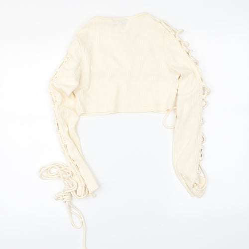 Missguided Womens Ivory   Cropped T-Shirt Size 8