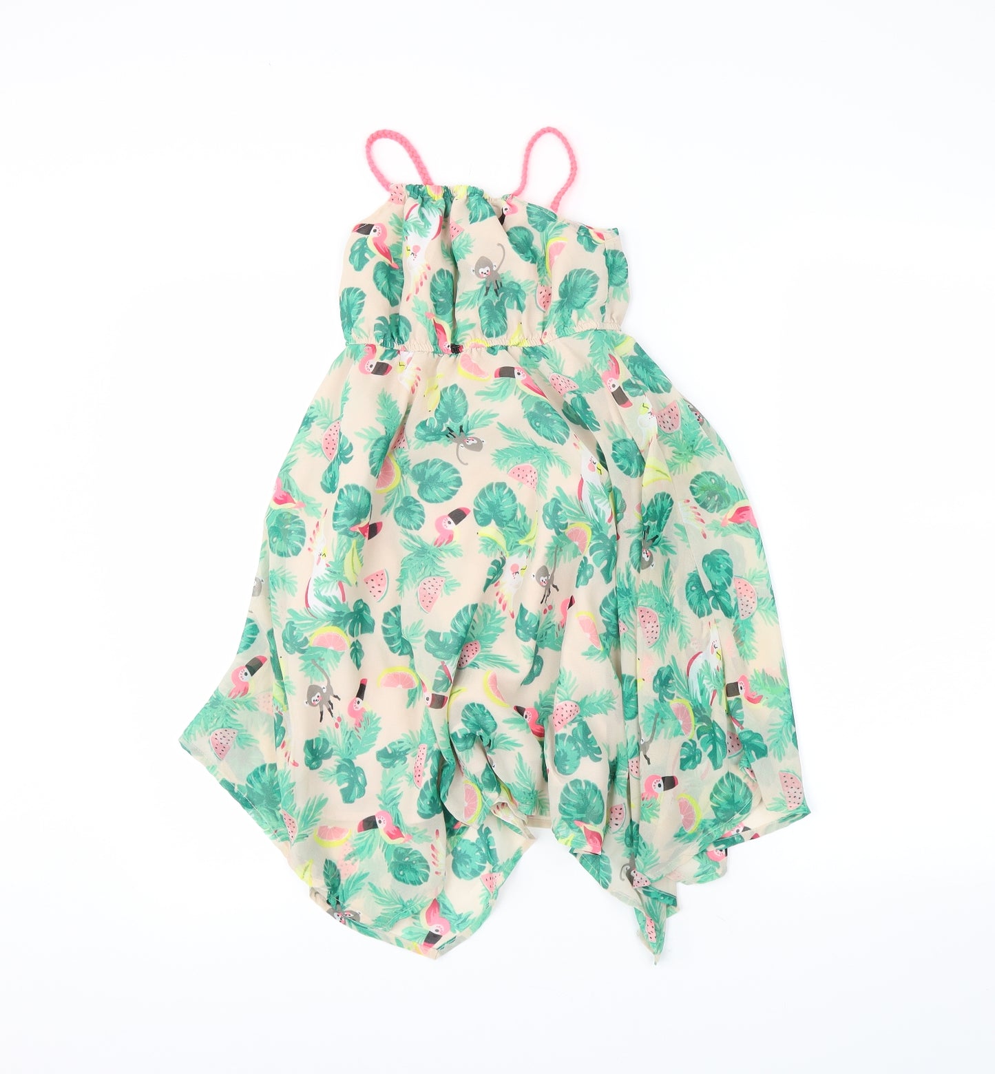 H&M Girls Green Floral  Trapeze & Swing  Size 3-4 Years