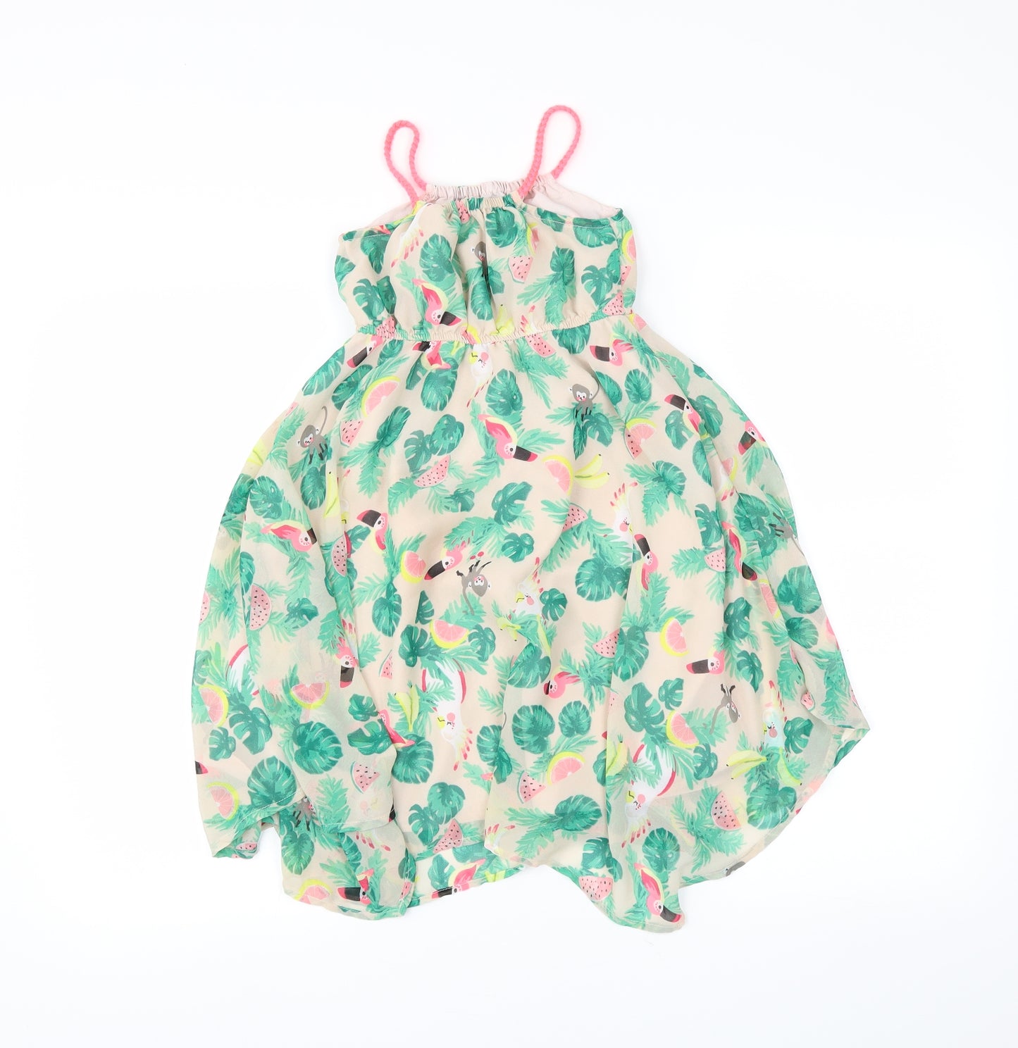 H&M Girls Green Floral  Trapeze & Swing  Size 3-4 Years