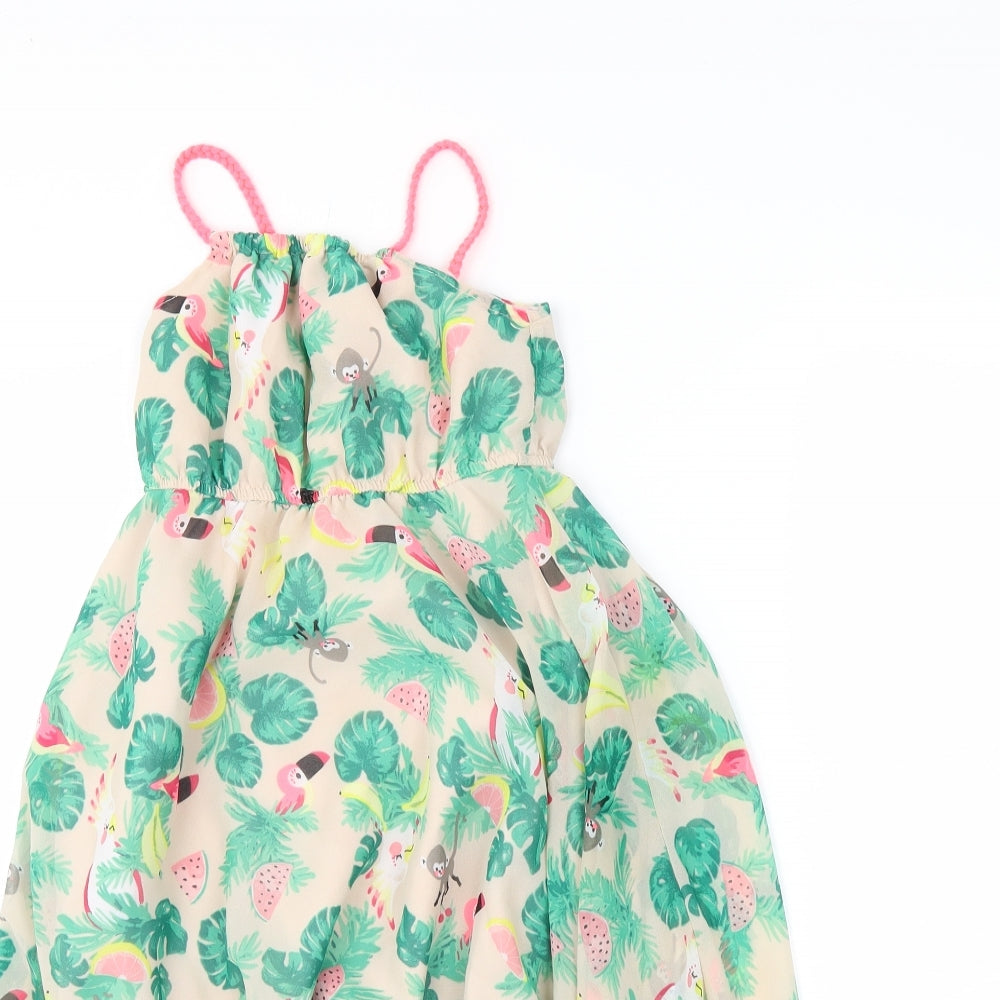 H&M Girls Green Floral  Trapeze & Swing  Size 3-4 Years