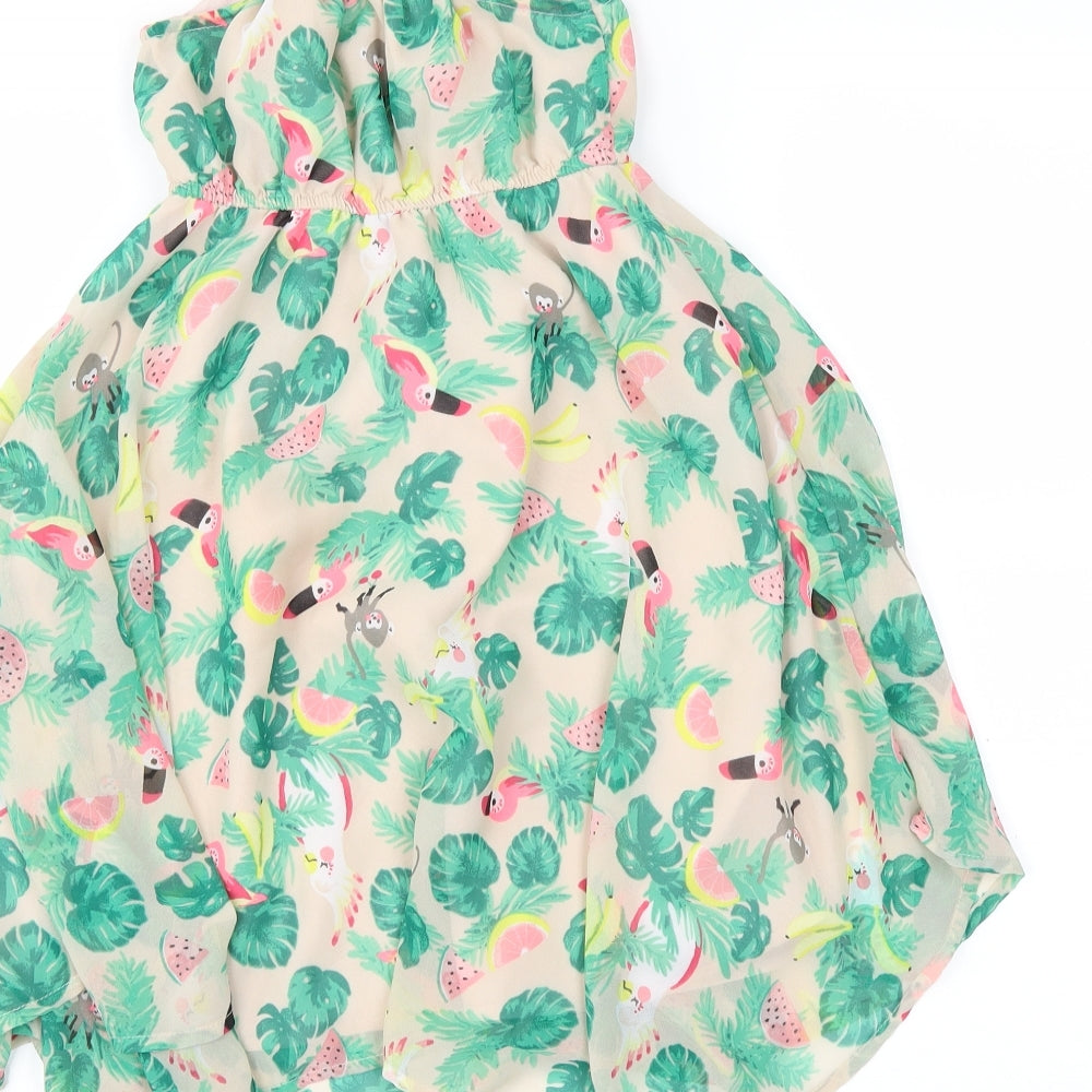 H&M Girls Green Floral  Trapeze & Swing  Size 3-4 Years