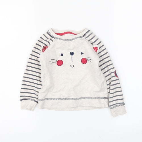 YD Boys White Striped  Pullover Jumper Size 2 Years