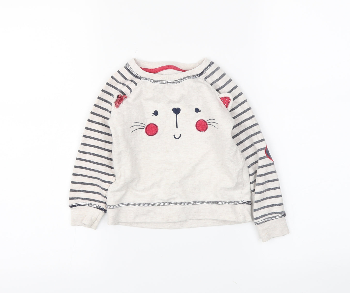YD Boys White Striped  Pullover Jumper Size 2 Years