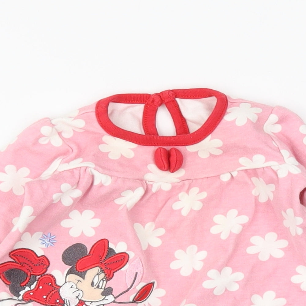 George Girls Pink Floral  Basic T-Shirt Size Newborn