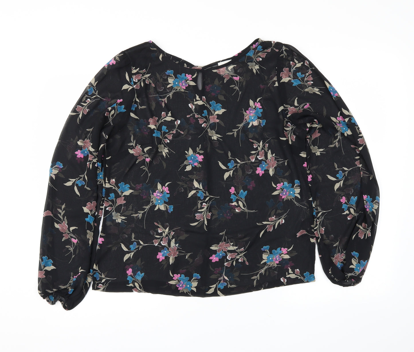 g:21 Womens Black Floral  Basic Blouse Size 12
