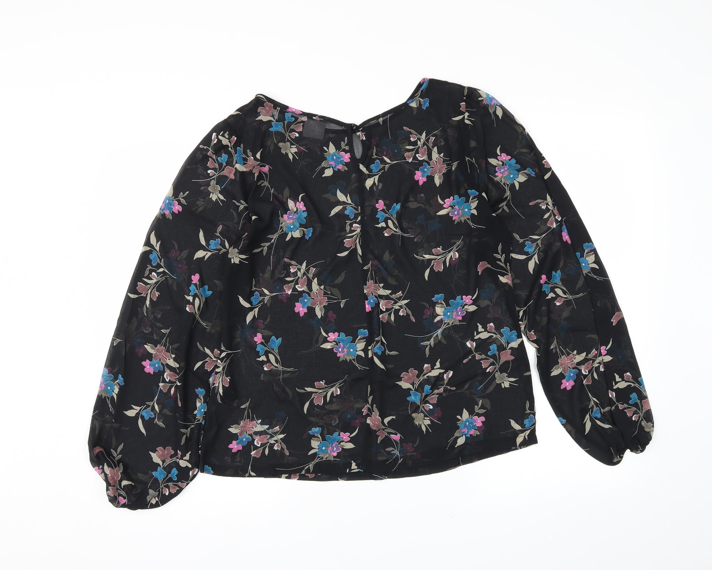 g:21 Womens Black Floral  Basic Blouse Size 12